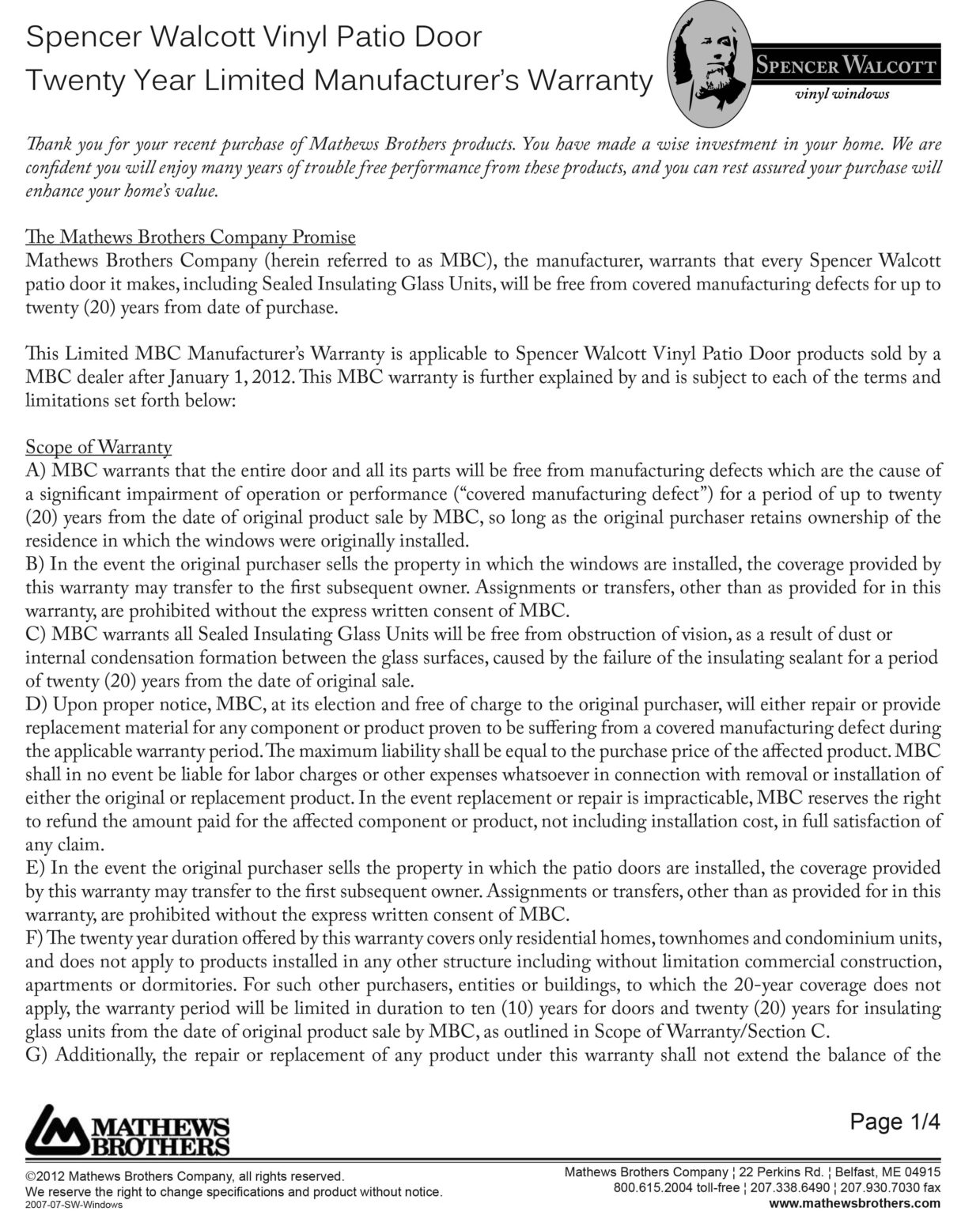 Spencer Walcott Mathews Brothers Windows